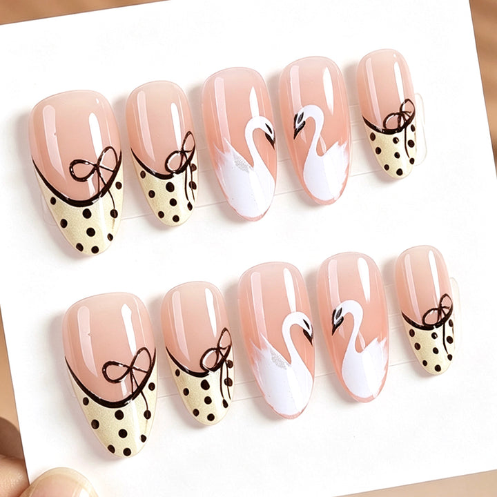 Artistic Swan Design Press-On Nail Set kalsten