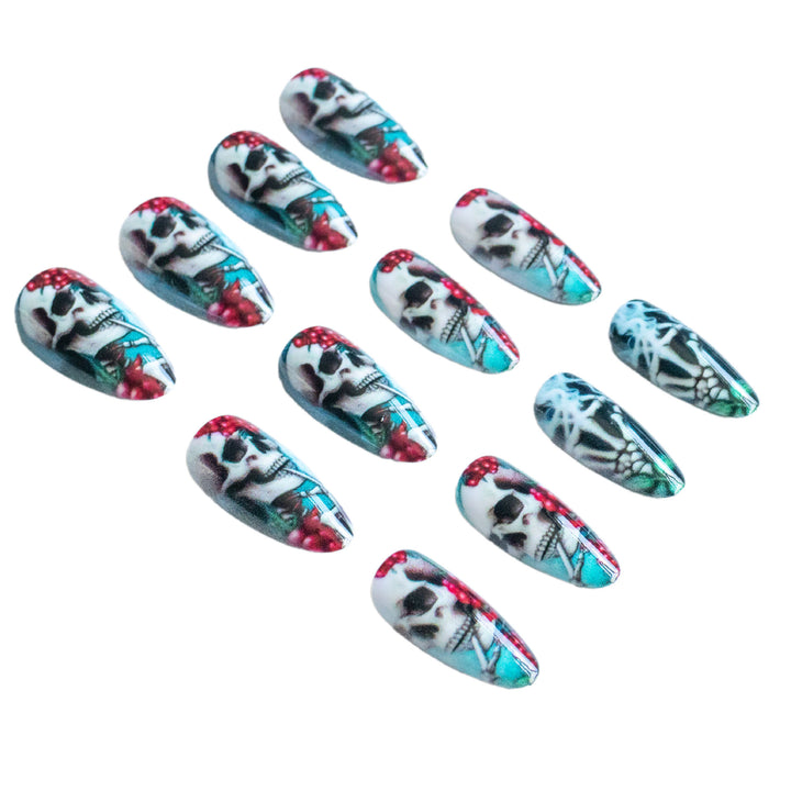Artistic Skeleton-Themed Press-On Nails