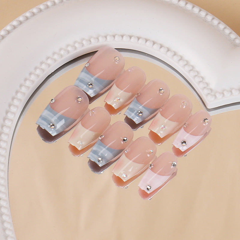 Artistic Press-On Nails with Rhinestone Accents Kalsten