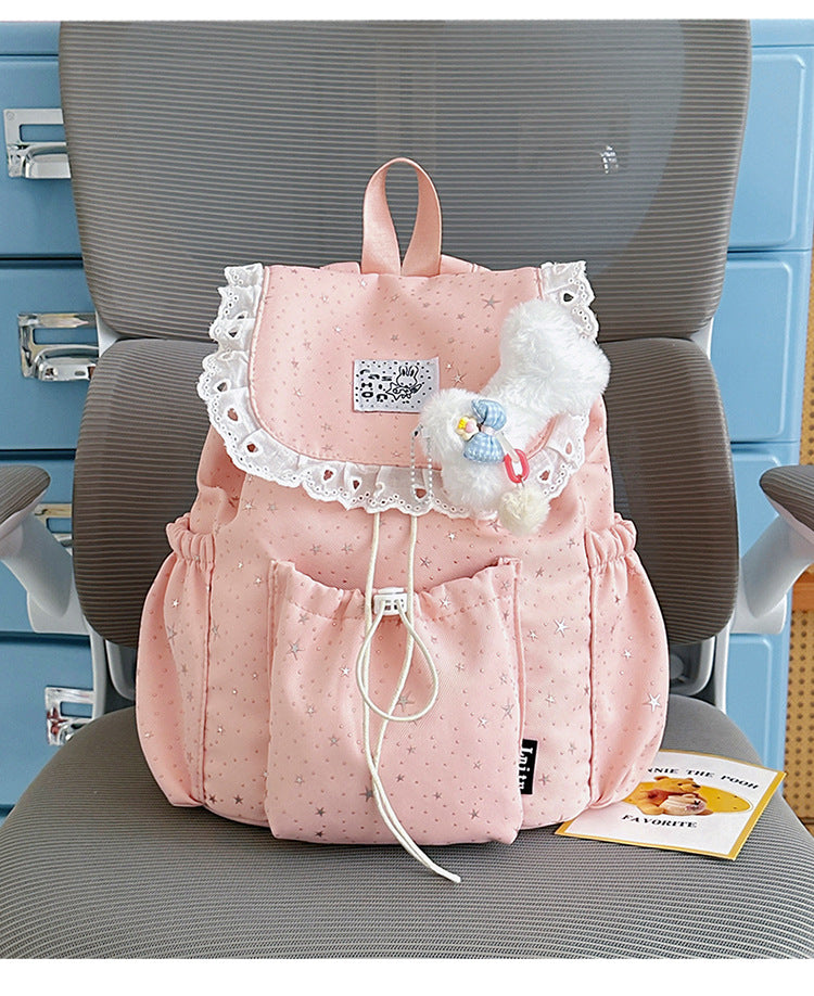 Star Print Ruffled Backpack Kalsten