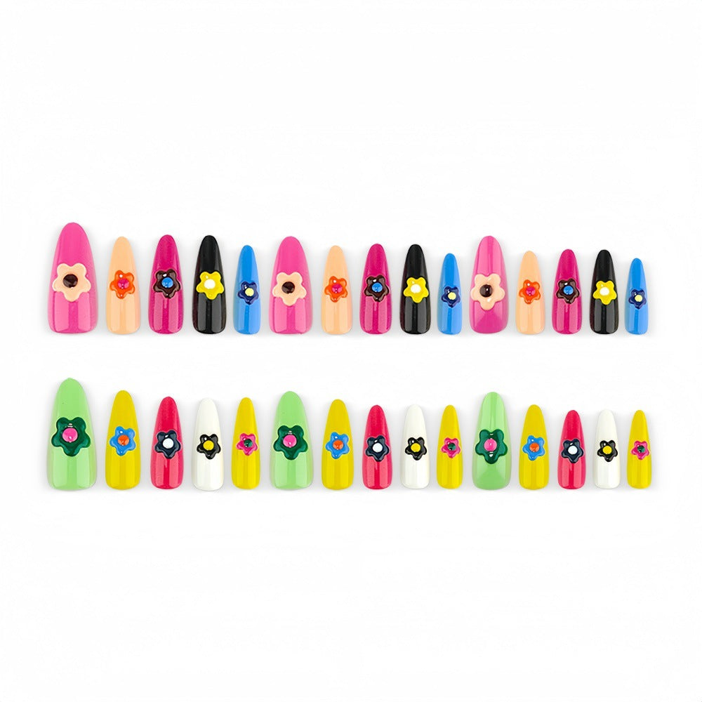 Artificial nail set with colorful flower designs Kalsten