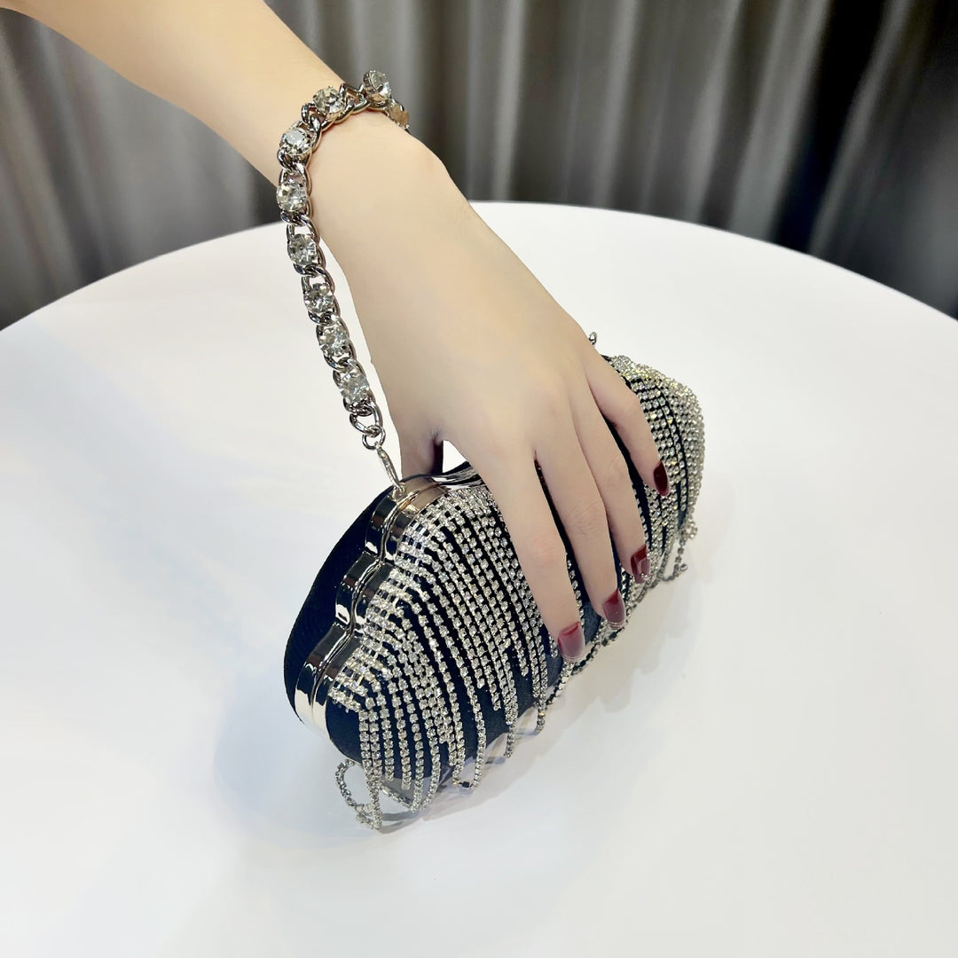 Glamorous Crystal Fringe Evening Handbag