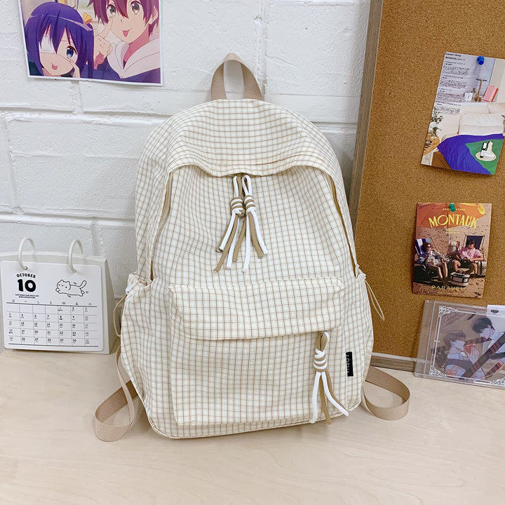 Lightweight Grid Pattern Drawstring Backpack Kalsten