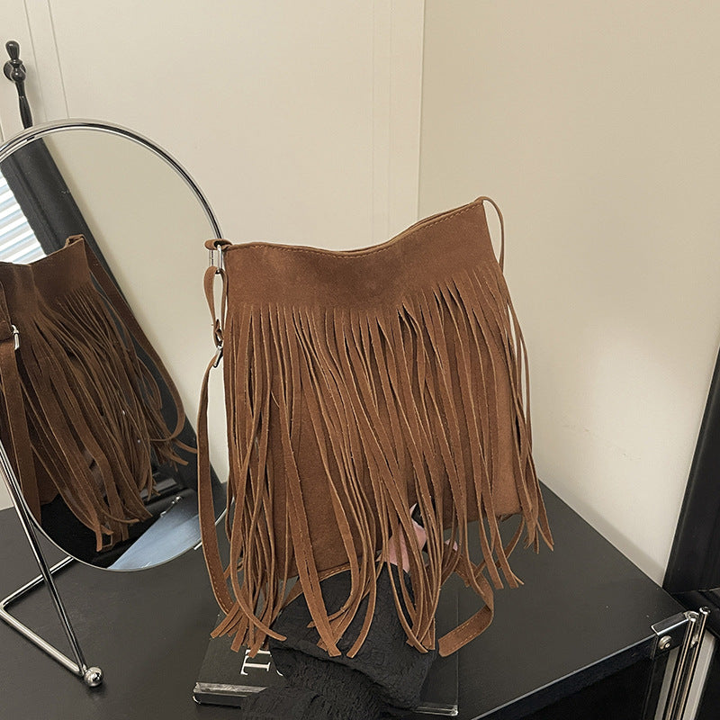 Bohemian Fringe Suede Crossbody Bag