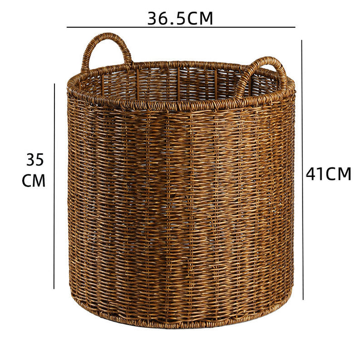 Round Woven Storage Basket with Durable Handles Kalsten