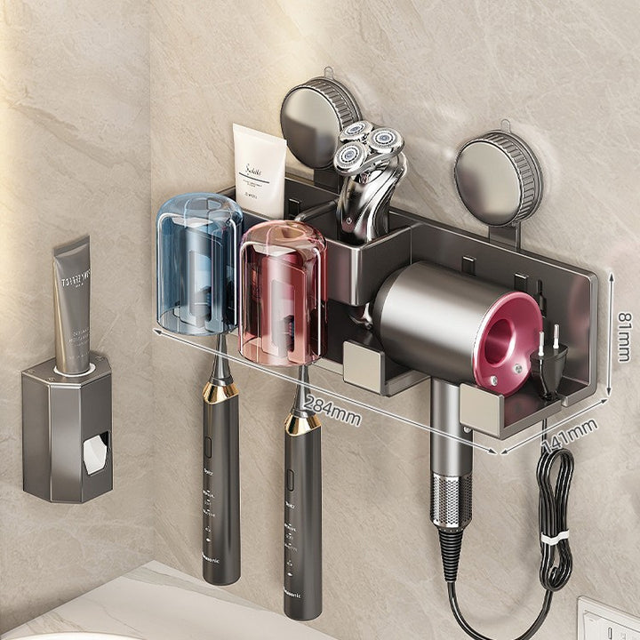 Wall-Mounted Hair Tool Organizer with Storage Compartment Kalsten