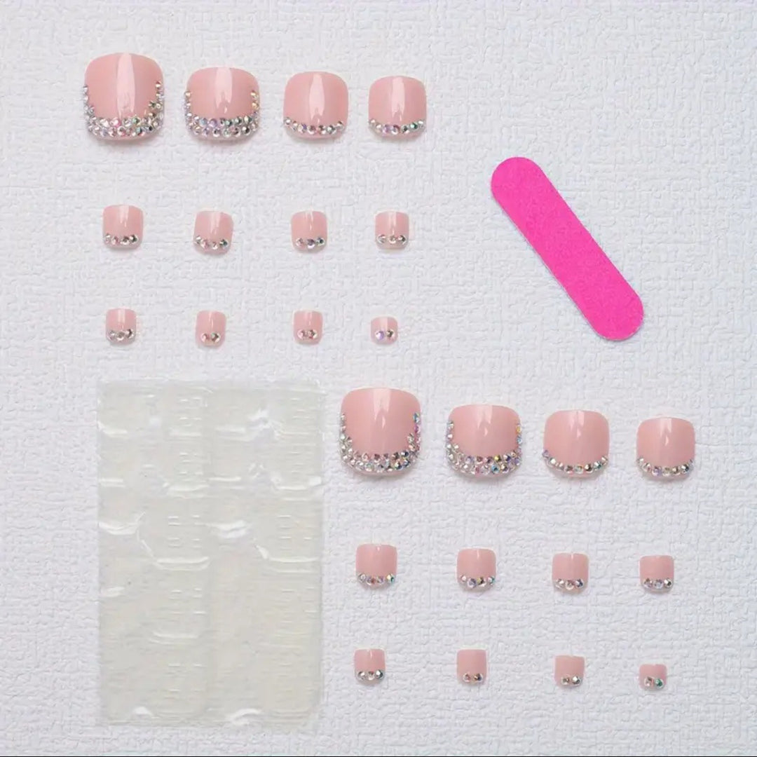 Rhinestone-Embellished Press-On Toenails Kalsten