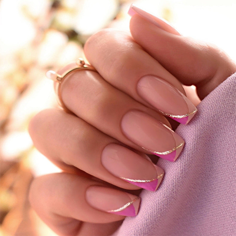 Decorative Press-On Nail Set with Stylish Geometric Design kalsten