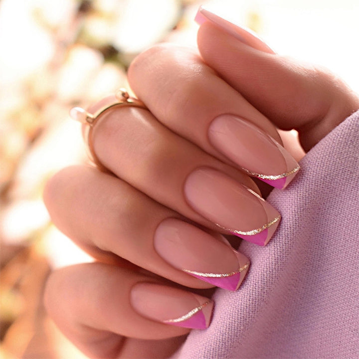 Decorative Press-On Nail Set with Stylish Geometric Design kalsten