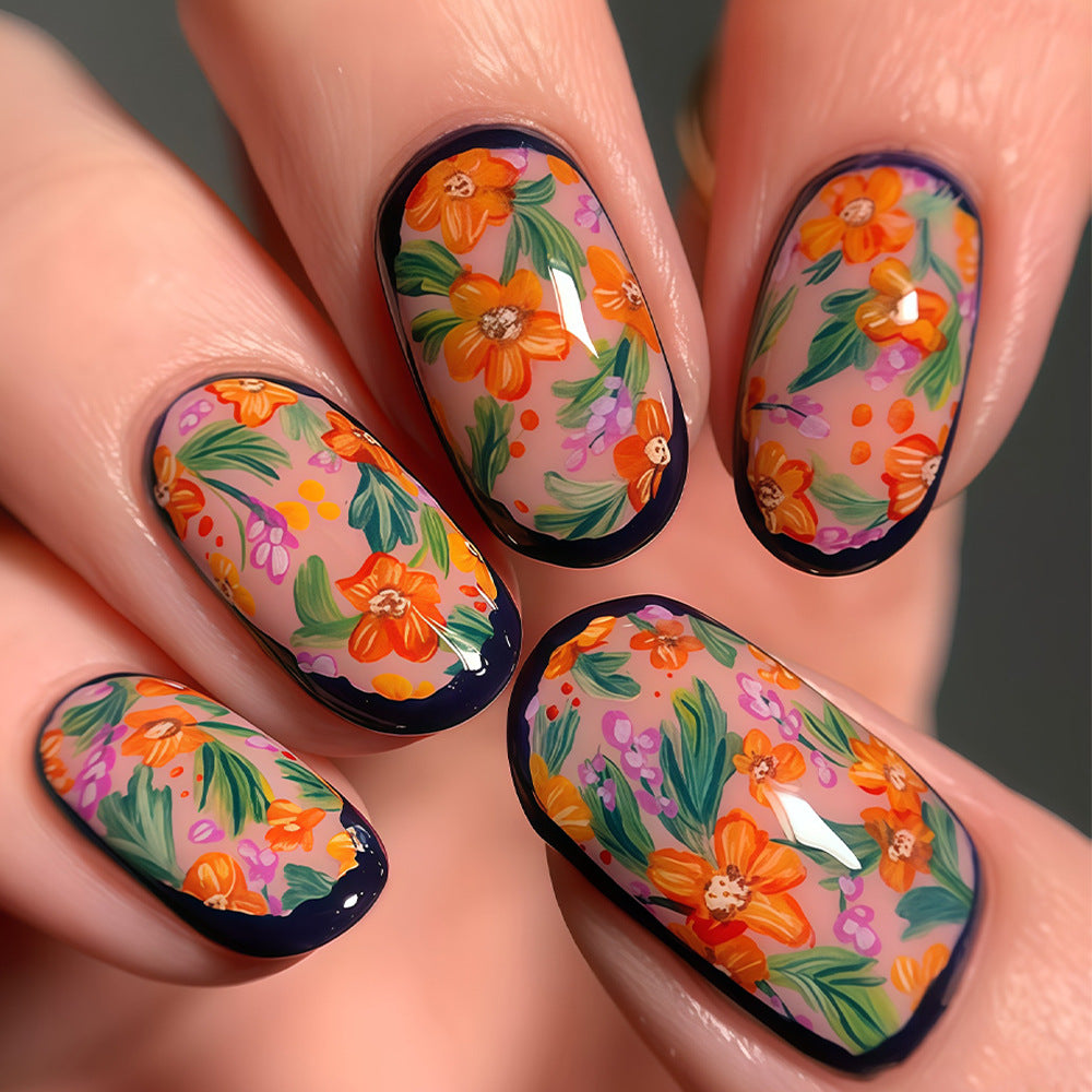 Art Nail Set with Botanical Patterns Kalsten