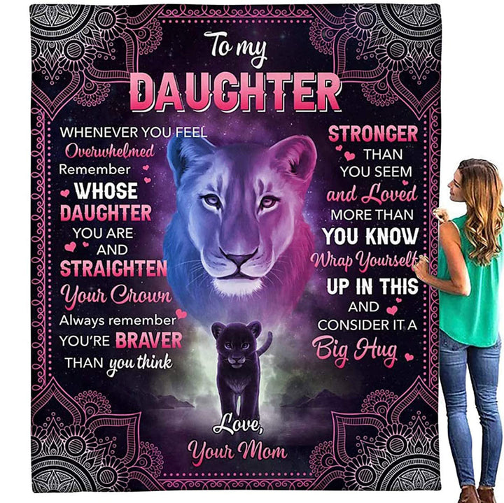 Sentimental Fleece Throw Blanket With Lion And Cub Graphic And Heartfelt Message For Dad
