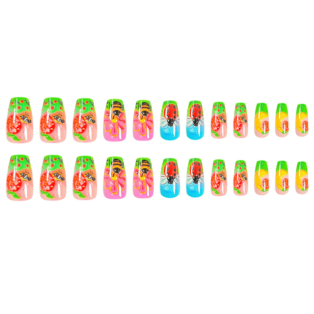 Artistic nail art with insect and flower motifs Kalsten