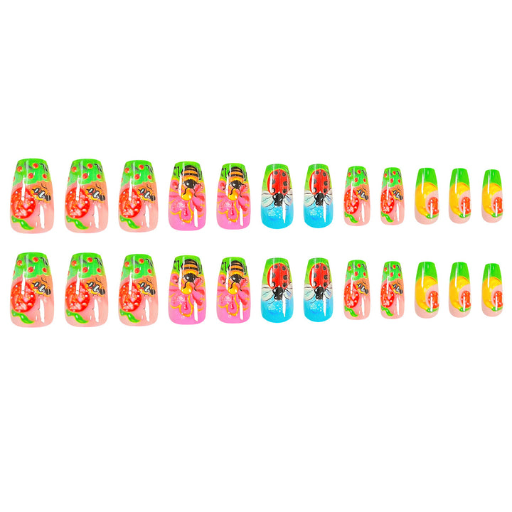 Artistic nail art with insect and flower motifs Kalsten