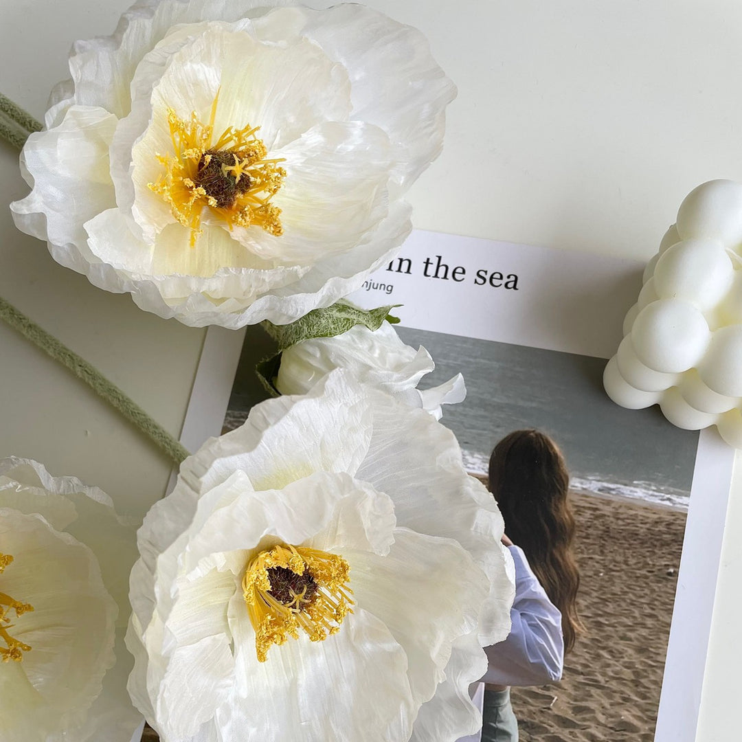 Lifelike Poppy Flower Stem