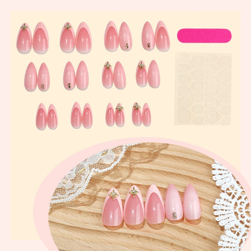 Acrylic nail set with elegant 3D flower accents Kalsten