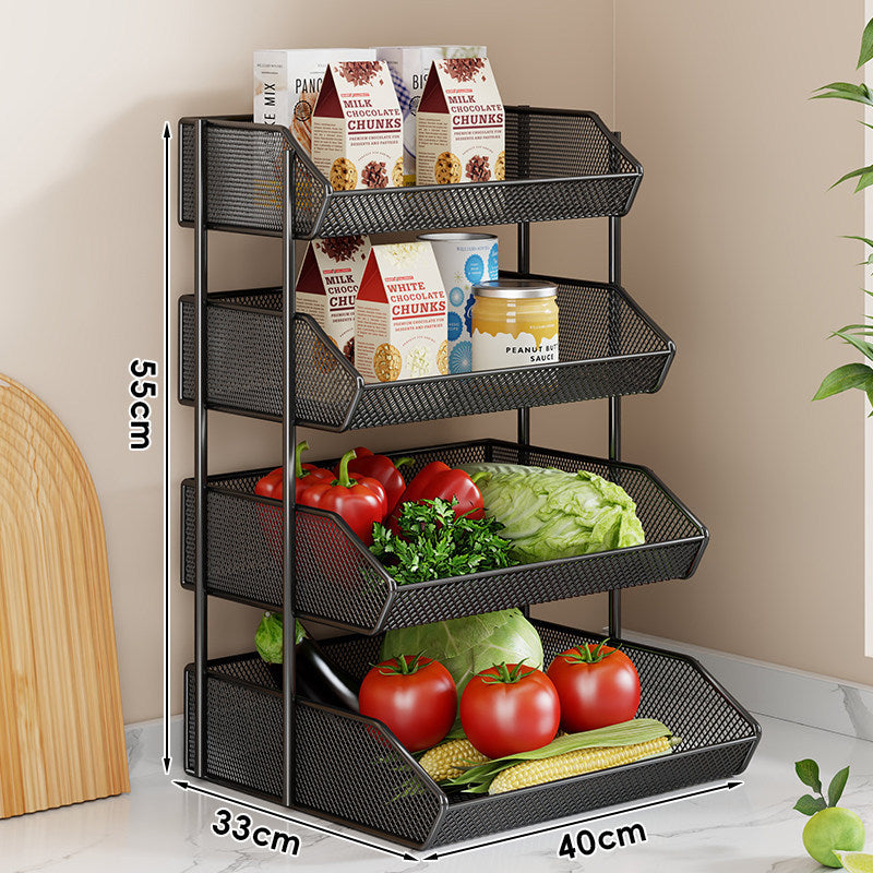 Triple-Tier Metal Mesh Countertop Produce and Pantry Organizer