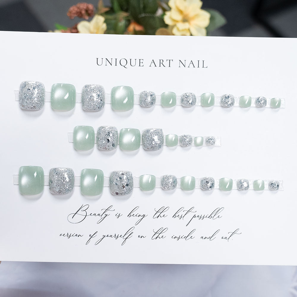 Rhinestone-Embellished Pedicure Nail Art