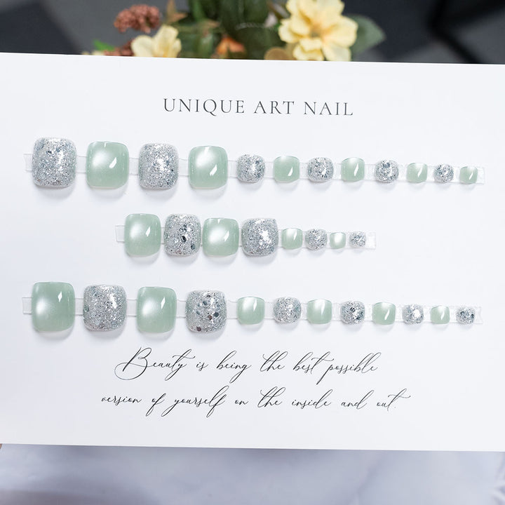 Rhinestone-Embellished Pedicure Nail Art