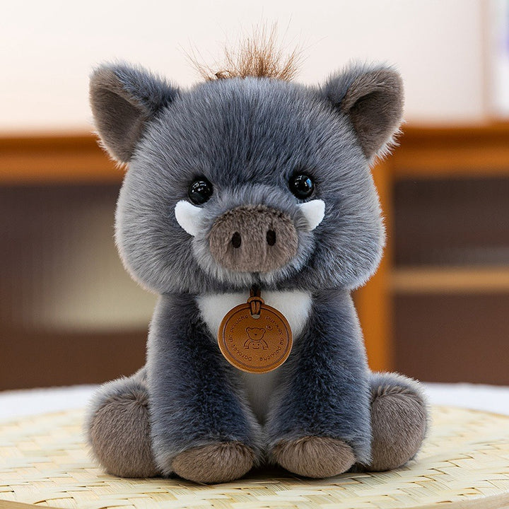 Plush Sitting Lion Cub Collectible with Embroidered Face and Hanging Medallion Kalsten