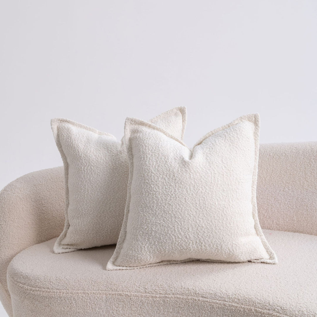 Premium Bouclé Square Cushion Pair with Sculpted Seams and Hidden Zip