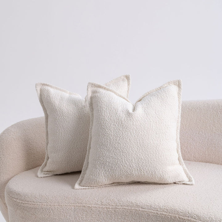 Premium Bouclé Square Cushion Pair with Sculpted Seams and Hidden Zip
