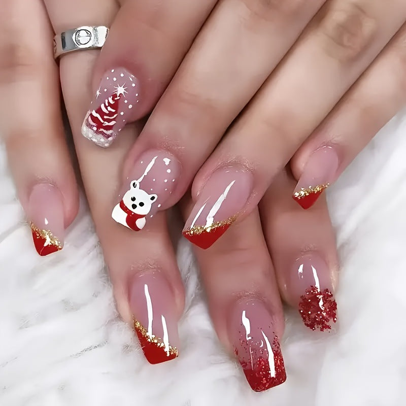 Festive Winter-Themed Nail Art