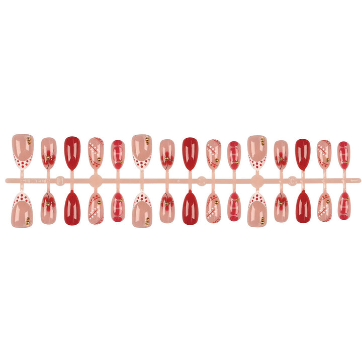 Artistic Press-On Nail Set with Decorative Accents