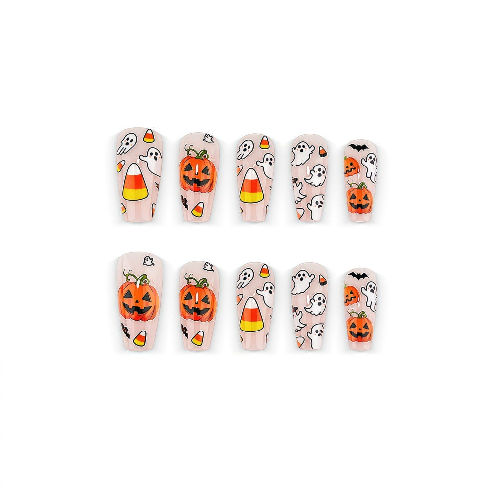 Creative Halloween Art Nails in Ghost and Pumpkin Design Kalsten