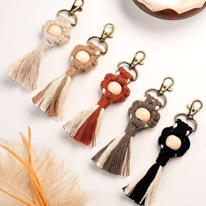 Macrame Keychain with Wooden Accents Kalsten