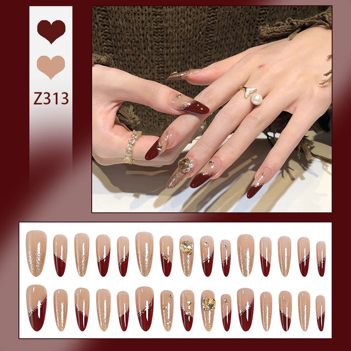 Acrylic nail set with elegant glitter design and exclusive embellishments Kalsten