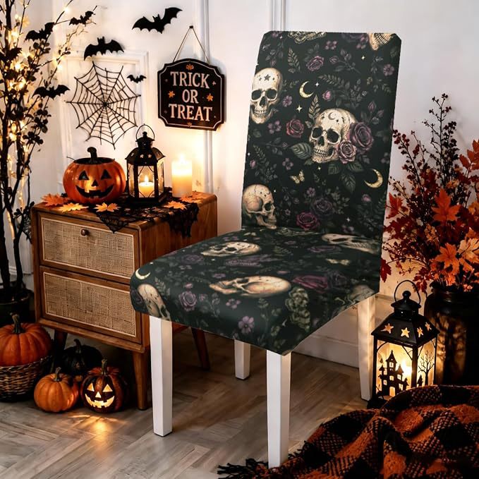 Stretch chair cover with Halloween motif elastic removable chair cover