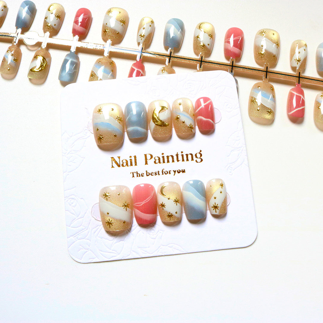 Celestial-Inspired Press-On Nail Art Set