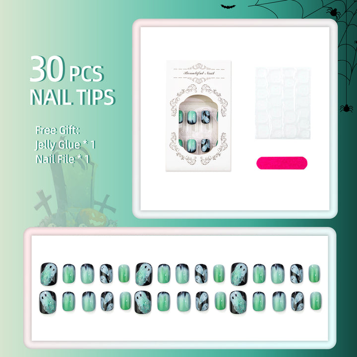 Spooky Ghost-Inspired Press-On Nail Set