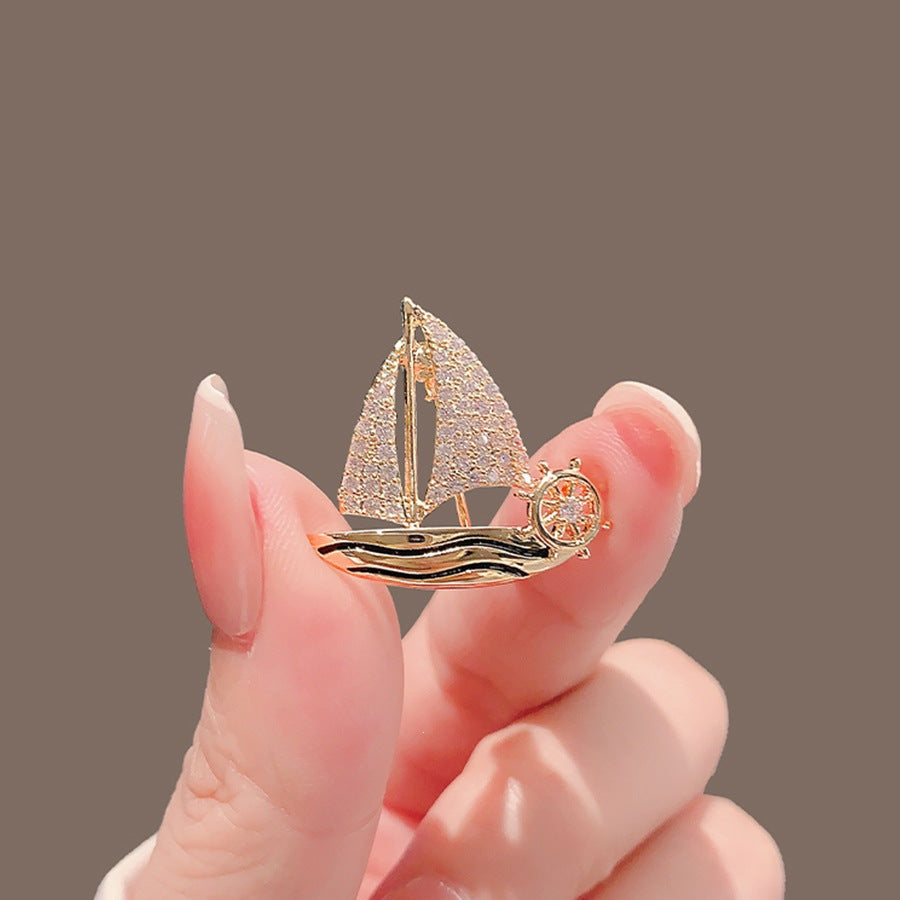 Elegant Sailboat Brooch Kalsten