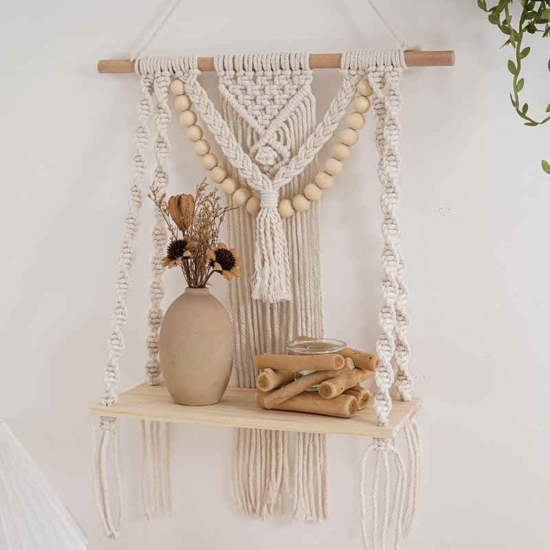 Macramé Wall Shelf with Decorative Beads Kalsten