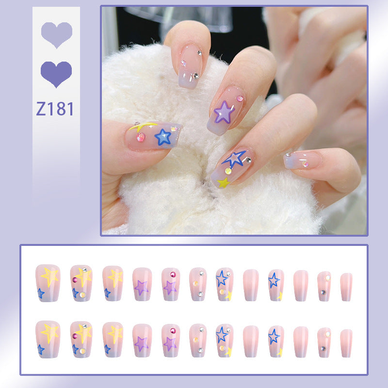 Artificial nail set with elegant blooming decorations and delicate ombre effect Kalsten