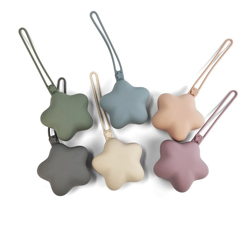 Silicone Star Teether with Safety Strap and Quick‑Release Clip
