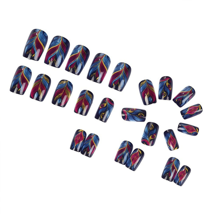 Artificial nails with colorful feather design Kalsten