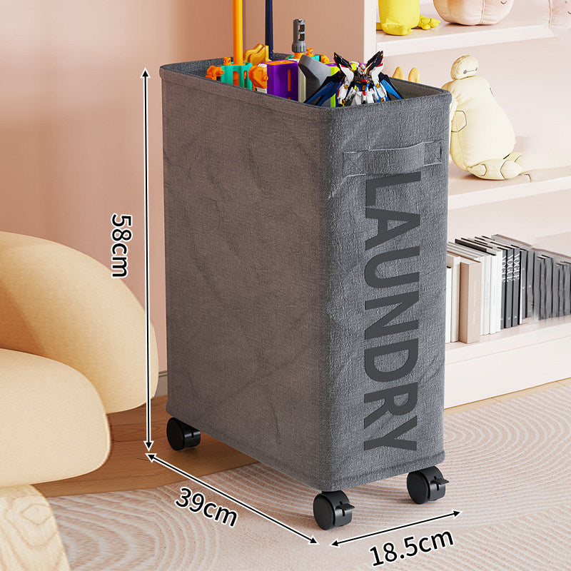Tall Slim Rolling Fabric Laundry Hamper with Locking Casters