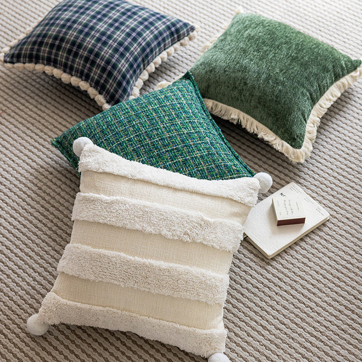 Decorative Velvet Ruffled Flange Square Throw Pillow with Plush Insert