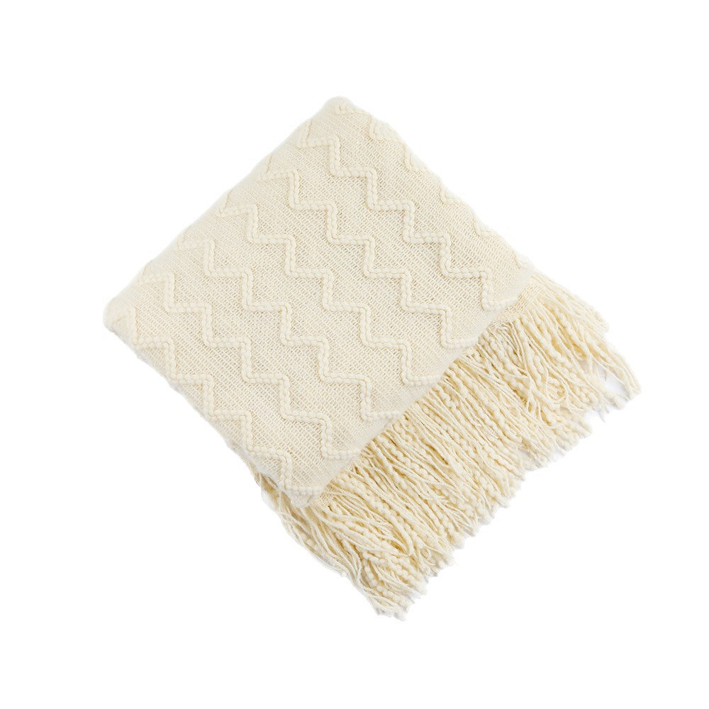 Textured Woven Throw Blanket with Fringe Kalsten