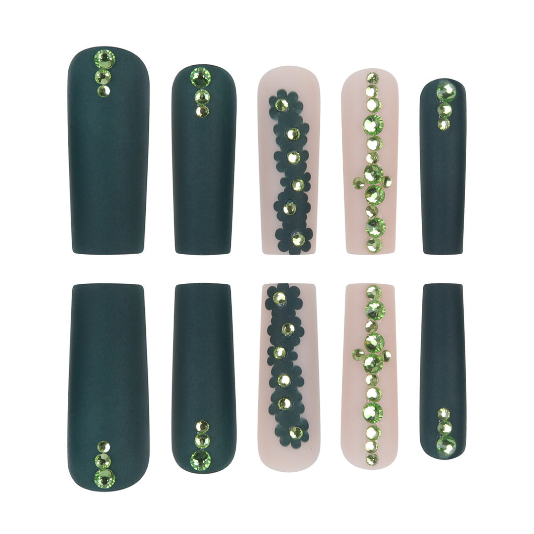 Decorative Floral Pattern Long Press-On Nails Kalsten