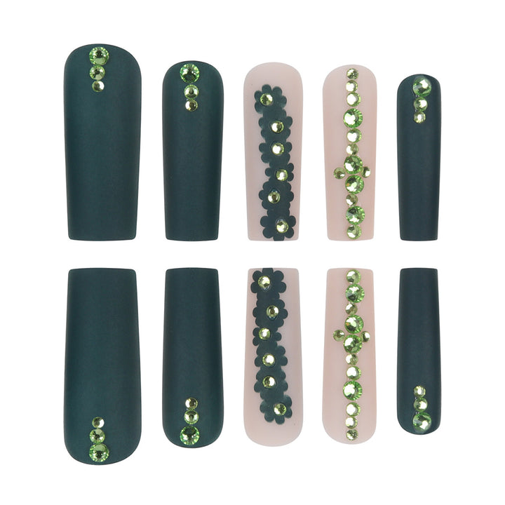 Decorative Floral Pattern Long Press-On Nails Kalsten