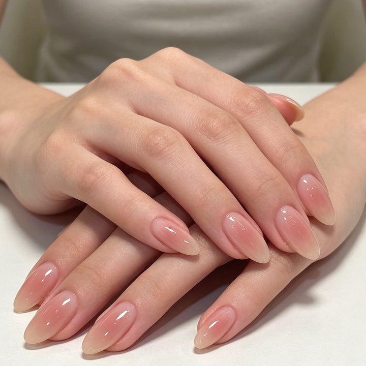 Elegant Glossy Almond-Shaped Nail Extensions Kalsten
