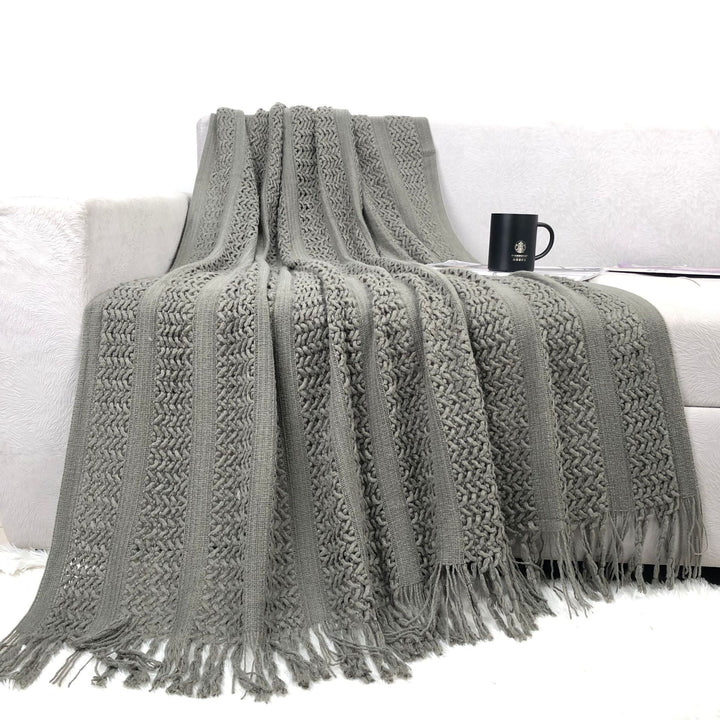 Textured Handwoven Throw Blanket Kalsten