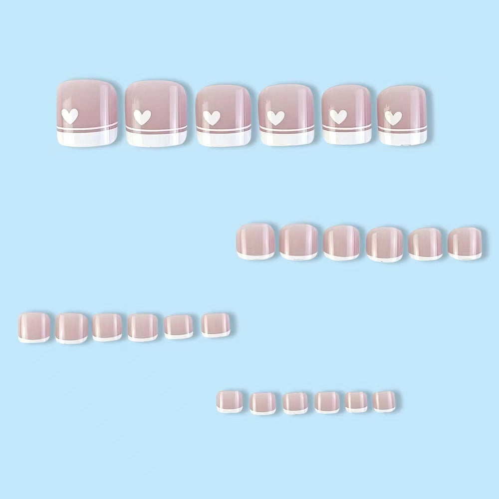 Heart-Inspired Press-On Toe Nail Set