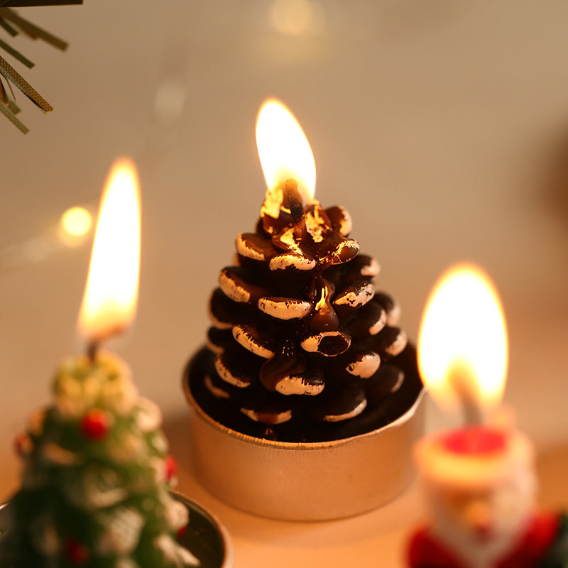 Santa Figurine Tea Light Candle Set for Holiday Tabletop Decor