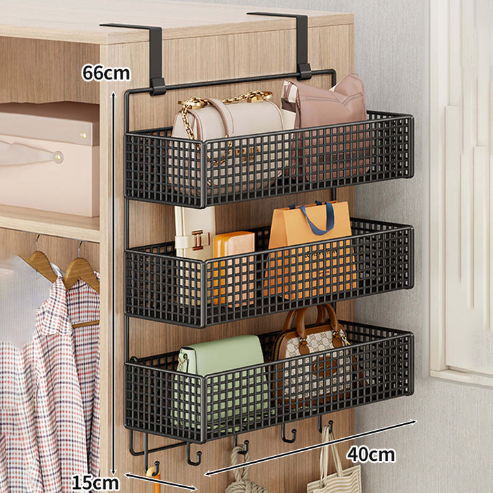 Overdoor Mesh Storage Organizer with Hooks