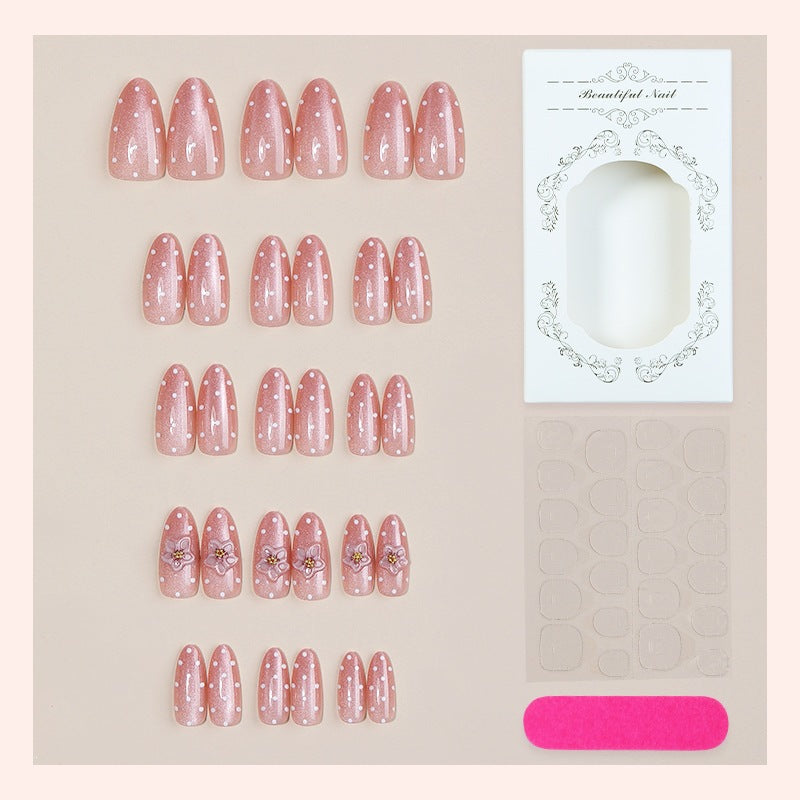Artificial nail set with sparkling accents and floral design Kalsten