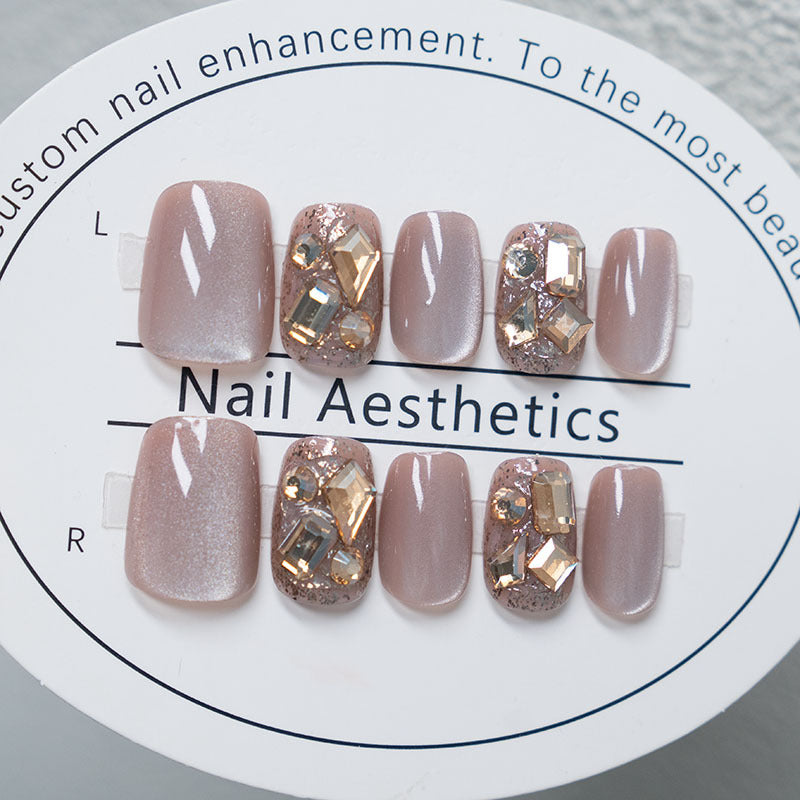 Elegant Gemstone Decorative Press-On Nails
